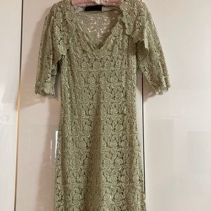 Green lace cocktail dress with bolero jacket